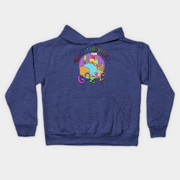 Keep The Vibes Cozy Sleeping Owl Kids Hoodie by RadicalLizard